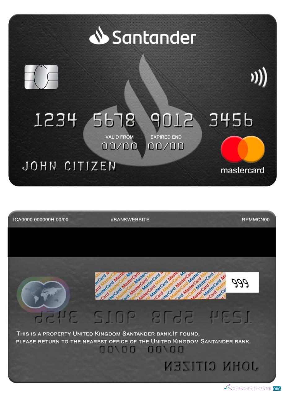 Download United Kingdom Santander bank mastercard Photoshop template